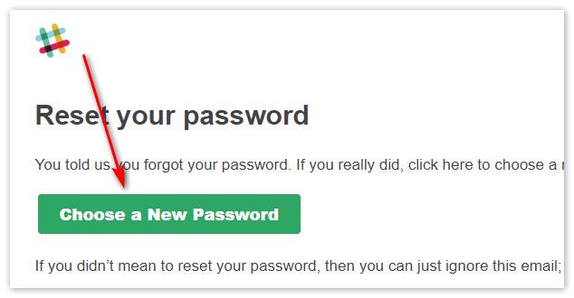 Создание нового пароля в Slack